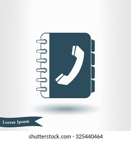 Phone book flat icon. Flat design style.