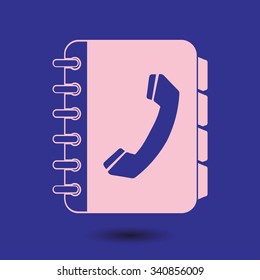 Phone book flat icon. Flat design style.