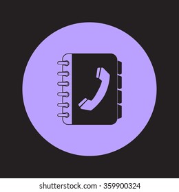 Phone book flat icon. Flat design style.