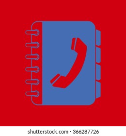 Phone book flat icon. Flat design style.