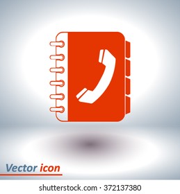 Phone book flat icon. Flat design style.
