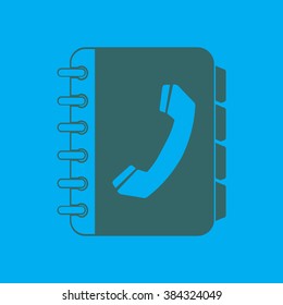 Phone book flat icon. Flat design style.
