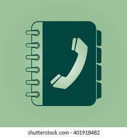 Phone book flat icon. Flat design style.
