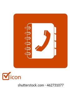 Phone book flat icon. Flat design style.