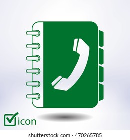 Phone book flat icon. Flat design style.