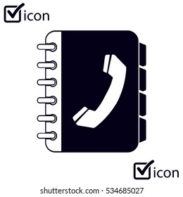 Phone book flat icon. Flat design style.
