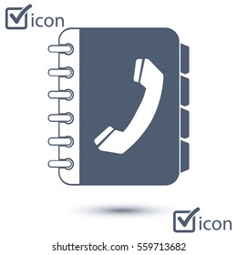 Phone book flat icon. Flat design style.