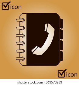 Phone book flat icon. Flat design style.