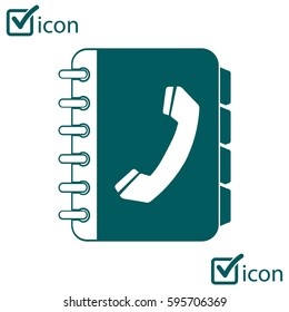 Phone book flat icon. Flat design style.