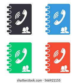 Phone book icon - colored vector  set