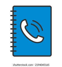 Phone Book Icon. Editable Bold Outline With Color Fill Design. Vector Illustration.