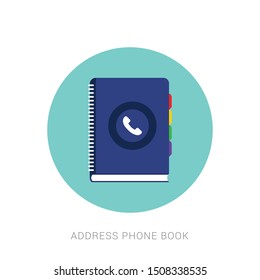 Phone Book icon in flat design style, vector illustration