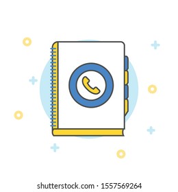 Phone Book icon in flat design style, vector illustration