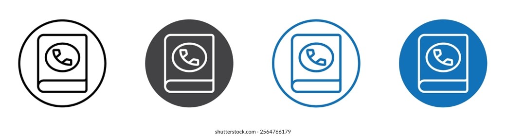 Phone book icon flat editable icon mark set.