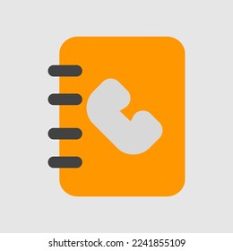 Icono de libreta de teléfonos en estilo plano, uso para presentación de aplicaciones móviles del sitio web