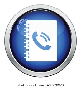 Phone book icon. Glossy button design. Vector illustration.
