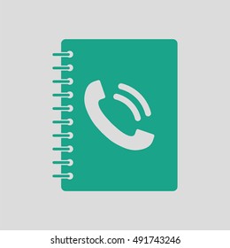 Phone book icon. Gray background with green. Vector illustration.