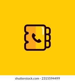 Phone Book Icon Illustration Yellow Editable Color