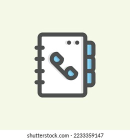  phone book icon, isolated office colored outline icon in light blue background, perfect for website, blog, logo, graphic design, social media, UI, mobile app