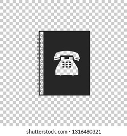 Phone book icon isolated on transparent background. Address book. Telephone directory. Flat design. Vector Illustration