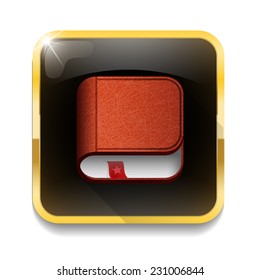 phone book icon With long shadow over app button