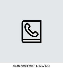 Phone Book Icon. Phone Number List Icon. Simple, Outline, Black. Vector Eps10.