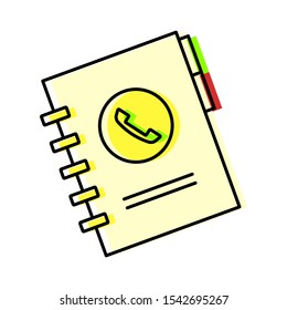 Phone book icon. Outline thin line flat illustration. Isolated on white background. 