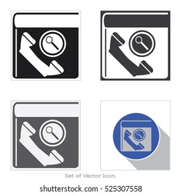 Phone book icon. Set of flat style. Vector illustration.
