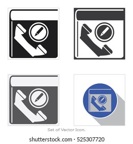 Phone book icon. Set of flat style. Vector illustration.