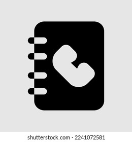 Phone book icon in solid style, use for website mobile app presentation