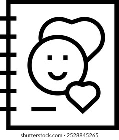 Telefonbuchsymbol. Dünnes lineares Design einzeln auf weißem Hintergrund