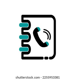 Ilustración vectorial de icono de libreta de teléfonos. icono del libro de contactos. 
Color turquesa.