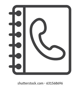 Phone book line icon, Contact us and website button, vector graphics, a linear pattern on a white background, eps 10.