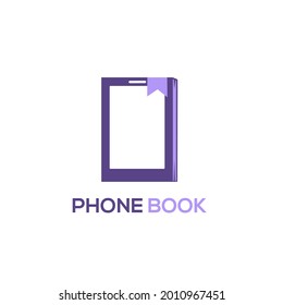 Phone with book logo design, online learning logo