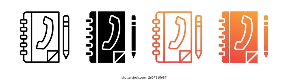 Phone Book Multi Style Icon Set Vector