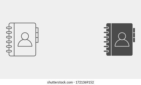 Phone book outline and filled vector icon sign symbol