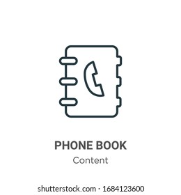 Icono de vector de contorno de libreta de teléfonos. Icono de libreta de teléfonos en línea delgada, ilustración de elemento simple vector plano a partir del concepto de contenido editable trazo aislado en fondo blanco