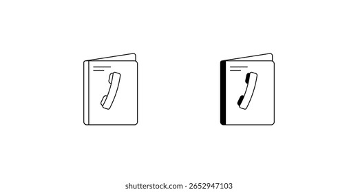 ícone de conjunto de catálogo telefônico com fundo branco vetor ilustração stock