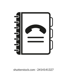 Phone book. Support service icon. Phone icon, telephone symbol. Vector illustration. EPS 10.