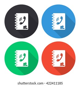 phone book vector icon - colored round buttons with long shadow