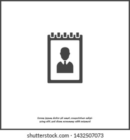 Phone book. Vector icon of a notebook for recording telephone numbers on white isolated background. Easy editing of illustration. For your design.