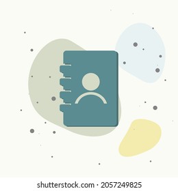 Libreta telefónica. Icono vector de un bloc de notas para grabar números de teléfono en fondo multicolor. Capas agrupadas para una ilustración de edición sencilla. Por tu diseño.