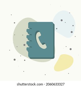 Libreta telefónica. Icono vector de un bloc de notas para grabar números de teléfono en fondo multicolor. Capas agrupadas para una ilustración de edición sencilla. Por tu diseño.