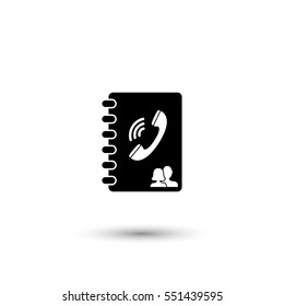 Phone book vector icon with round  shadow