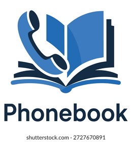 Phone book vector logo template design using blue color suitable for communication branding office contact identity and modern directory themed concept