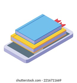 Phone bookstore icon isometric vector. Digital ebook. Computer laptop