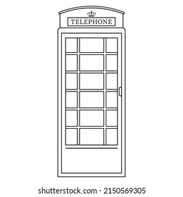 phone booth black outline icon, vector isolated illustration in doodle style - Shutterstock ID 2150569305