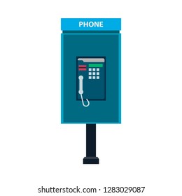 Phone booth call sign technology vector icon. Modern blue concept telecommunication flat outdoor city telephone
