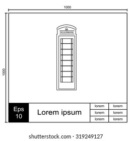 Phone booth icon isolated on white background. Vector art.