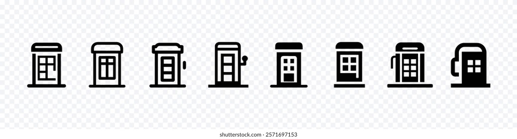 Phone booth icon, Telephone booth icon, London phone box icon. Outline London phone box vector icon